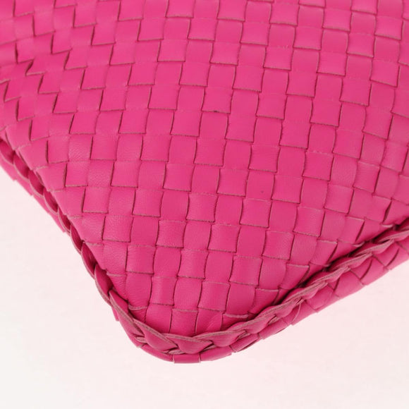 BOTTEGA VENETA INTRECCIATO Hobo Shoulder Bag Leather Pink Silver Auth 143823V