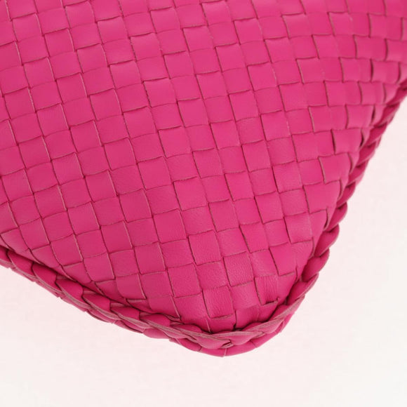 BOTTEGA VENETA INTRECCIATO Hobo Shoulder Bag Leather Pink Silver Auth 143823V
