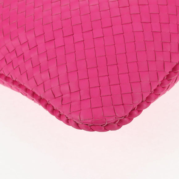 BOTTEGA VENETA INTRECCIATO Hobo Shoulder Bag Leather Pink Silver Auth 143823V