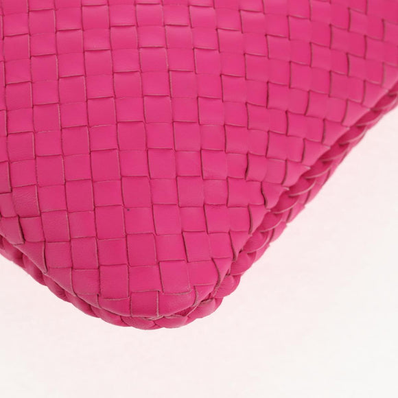 BOTTEGA VENETA INTRECCIATO Hobo Shoulder Bag Leather Pink Silver Auth 143823V