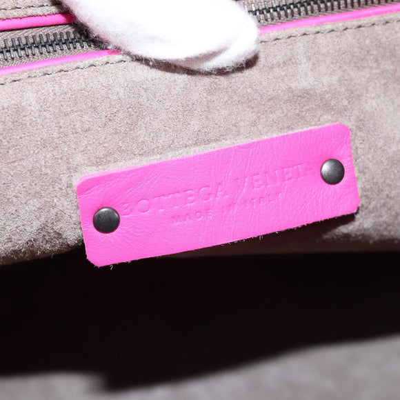 BOTTEGA VENETA INTRECCIATO Hobo Shoulder Bag Leather Pink Silver Auth 143823V