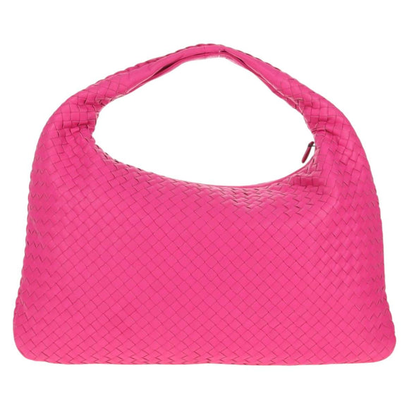 BOTTEGA VENETA INTRECCIATO Hobo Shoulder Bag Leather Pink Silver Auth 143823V