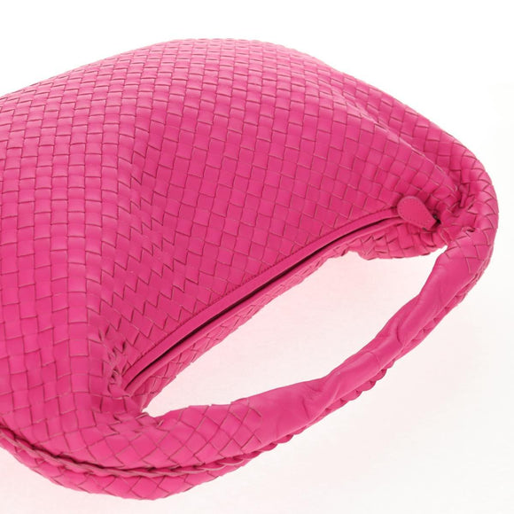 BOTTEGA VENETA INTRECCIATO Hobo Shoulder Bag Leather Pink Silver Auth 143823V