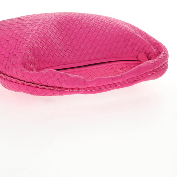 BOTTEGA VENETA INTRECCIATO Hobo Shoulder Bag Leather Pink Silver Auth 143823V