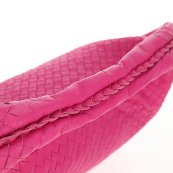 BOTTEGA VENETA INTRECCIATO Hobo Shoulder Bag Leather Pink Silver Auth 143823V