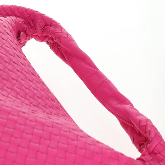 BOTTEGA VENETA INTRECCIATO Hobo Shoulder Bag Leather Pink Silver Auth 143823V