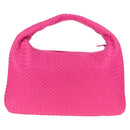 BOTTEGA VENETA INTRECCIATO Hobo Shoulder Bag Leather Pink Silver Auth 143824V-3