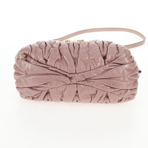 Miu Miu Matelasse Hand Bag Leather Pink Gold Auth 143825V