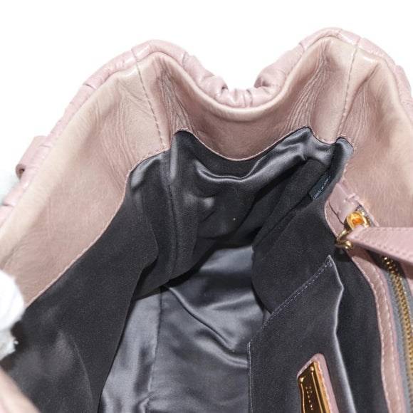 Miu Miu Matelasse Hand Bag Leather Pink Gold Auth 143825V
