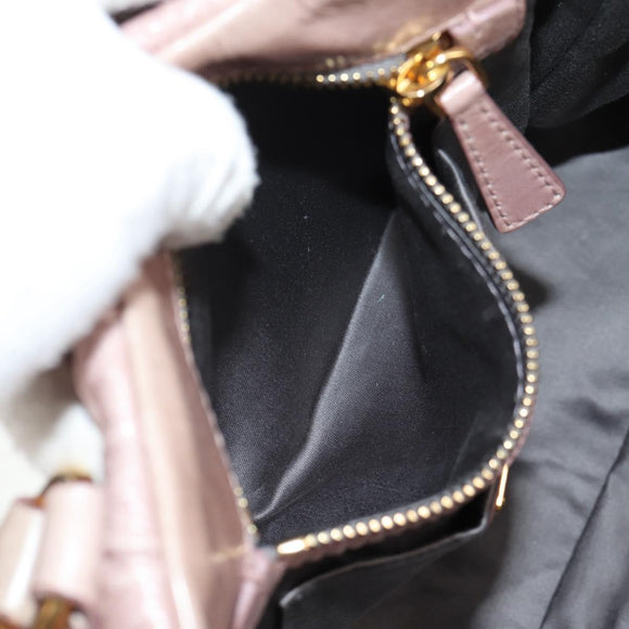 Miu Miu Matelasse Hand Bag Leather Pink Gold Auth 143825V