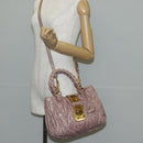 Miu Miu Matelasse Hand Bag Leather Pink Gold Auth 143825V-26