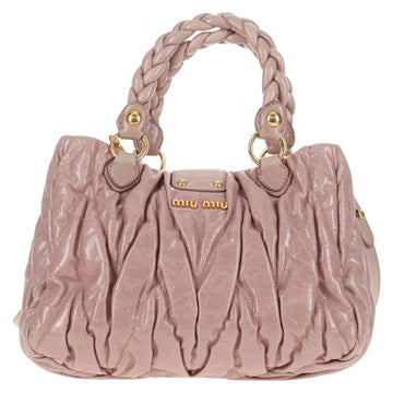 Miu Miu Matelasse Hand Bag Leather Pink Gold Auth 143825V - 0