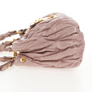 Miu Miu Matelasse Hand Bag Leather Pink Gold Auth 143825V-3