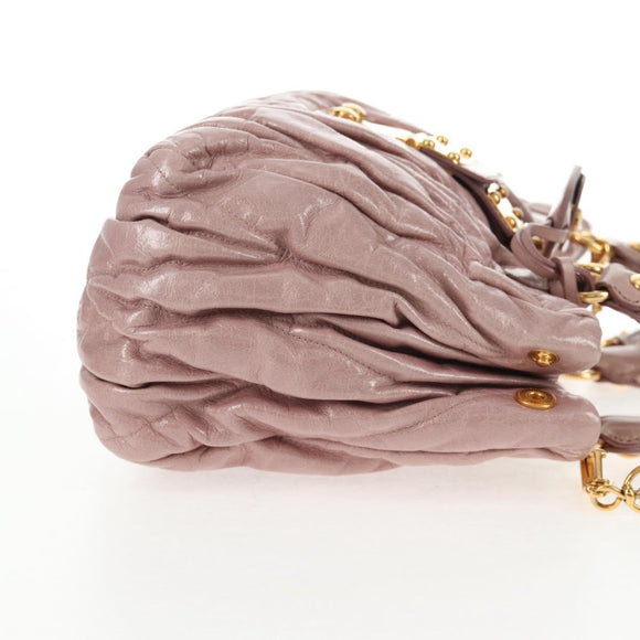 Miu Miu Matelasse Hand Bag Leather Pink Gold Auth 143825V