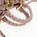 Miu Miu Matelasse Hand Bag Leather Pink Gold Auth 143825V-7