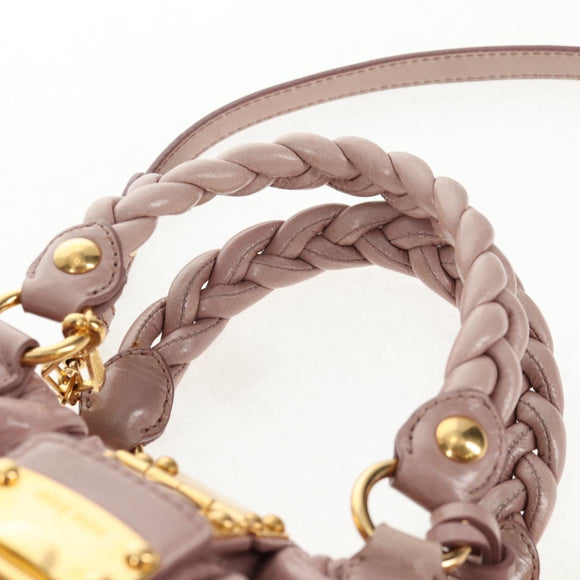 Miu Miu Matelasse Hand Bag Leather Pink Gold Auth 143825V