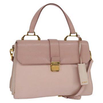 Miu Miu Hand Bag Leather 2way Pink Gold Auth 143829