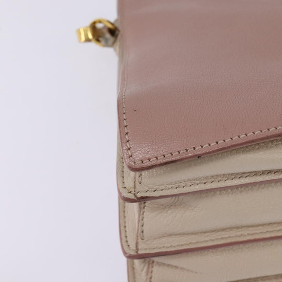 Miu Miu Hand Bag Leather 2way Pink Gold Auth 143829