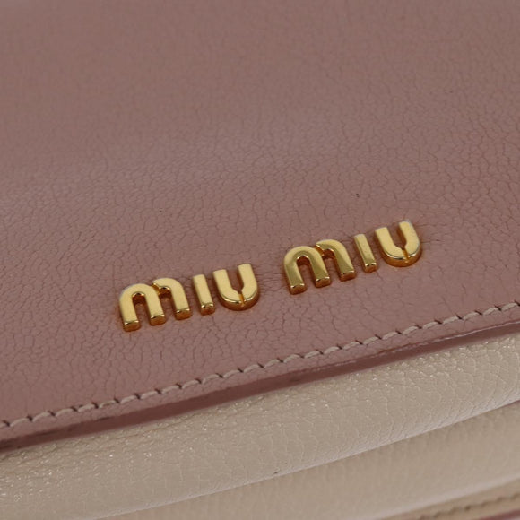 Miu Miu Hand Bag Leather 2way Pink Gold Auth 143829