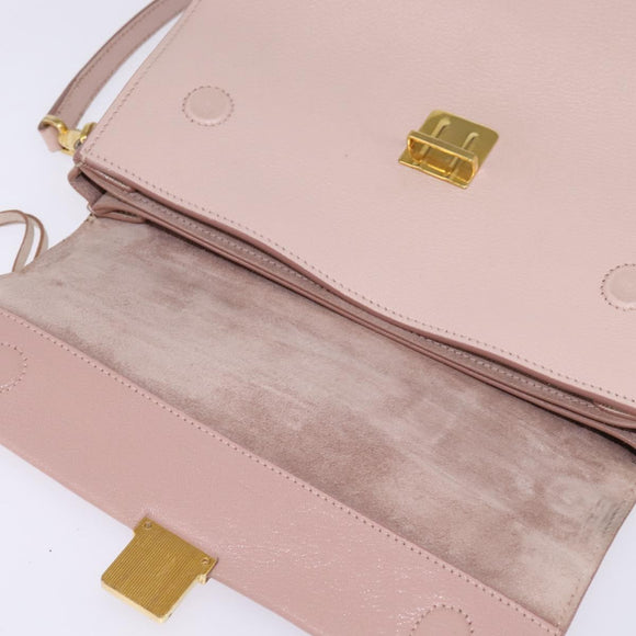 Miu Miu Hand Bag Leather 2way Pink Gold Auth 143829