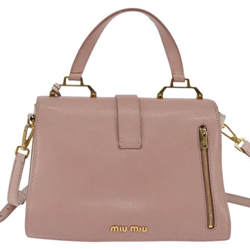 Miu Miu Hand Bag Leather 2way Pink Gold Auth 143829 - 0