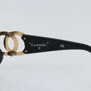 CHANEL COCO Mark Sunglasses Plastic Black CC Auth 143837-9