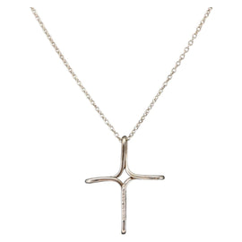 TIFFANY&Co. Open Cross Necklace Ag925 Silver Auth 143848