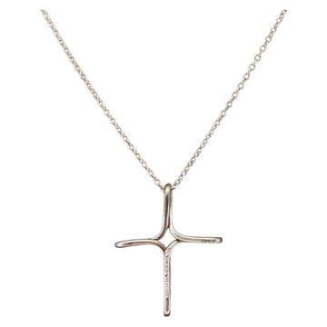 TIFFANY&Co. Open Cross Necklace Ag925 Silver Auth 143848