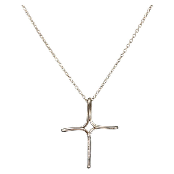 TIFFANY&Co. Open Cross Necklace Ag925 Silver Auth 143848