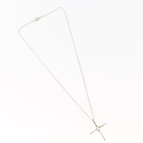 TIFFANY&Co. Open Cross Necklace Ag925 Silver Auth 143848