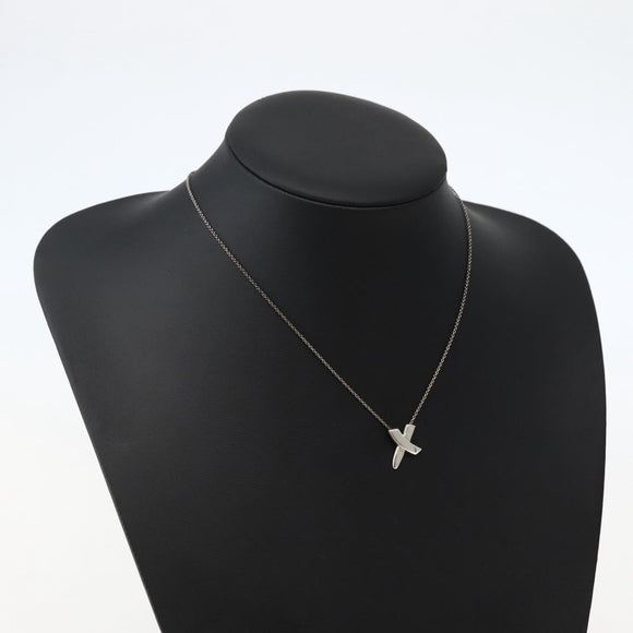 TIFFANY&amp;Co. Cross Kiss Necklace Ag925 Silver Auth 143851