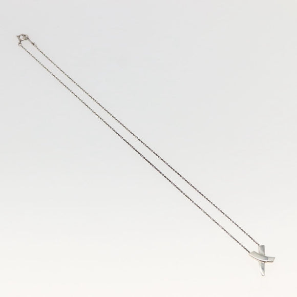 TIFFANY&amp;Co. Cross Kiss Necklace Ag925 Silver Auth 143851