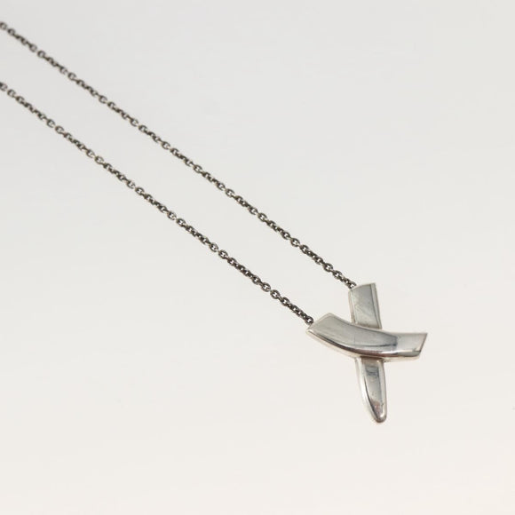 TIFFANY&amp;Co. Cross Kiss Necklace Ag925 Silver Auth 143851