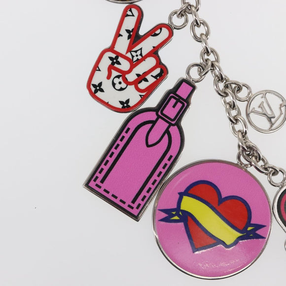 LOUIS VUITTON Porte Cles LV Stories Charm metal Silver M63759 LV Auth 143888M