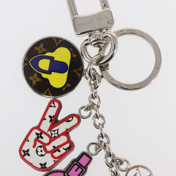 LOUIS VUITTON Porte Cles LV Stories Charm metal Silver M63759 LV Auth 143888M