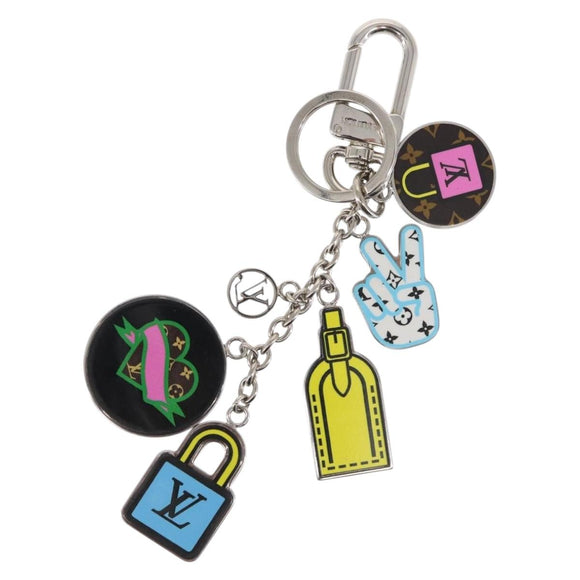 LOUIS VUITTON Porte Cles LV Stories Charm metal Silver M63759 LV Auth 143888M
