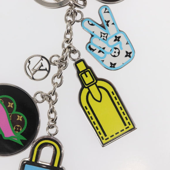 LOUIS VUITTON Porte Cles LV Stories Charm metal Silver M63759 LV Auth 143888M