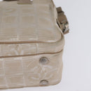 CHANEL New Travel Line Hand Bag Nylon 2way Beige Silver CC Auth 143907-16