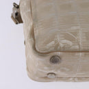 CHANEL New Travel Line Hand Bag Nylon 2way Beige Silver CC Auth 143907-17