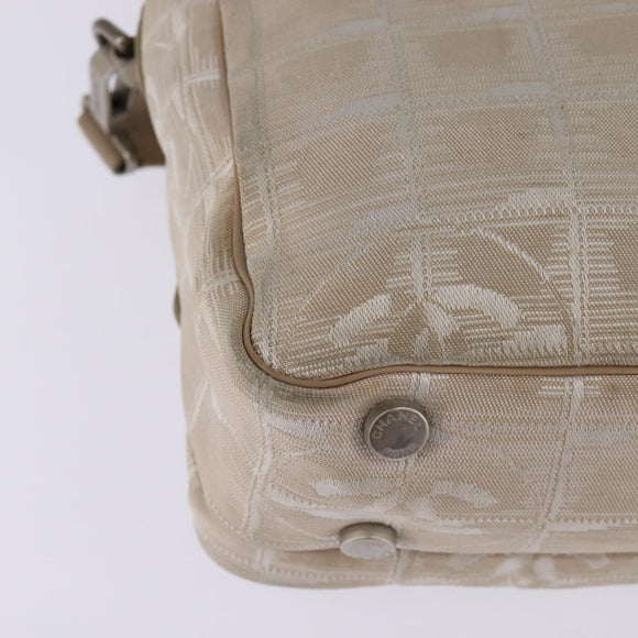 CHANEL New Travel Line Hand Bag Nylon 2way Beige Silver CC Auth 143907