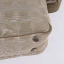 CHANEL New Travel Line Hand Bag Nylon 2way Beige Silver CC Auth 143907-10