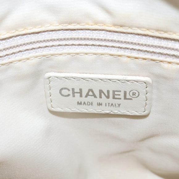 CHANEL New Travel Line Hand Bag Nylon 2way Beige Silver CC Auth 143907