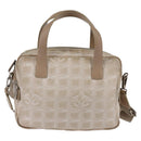 CHANEL New Travel Line Hand Bag Nylon 2way Beige Silver CC Auth 143907-13