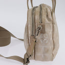 CHANEL New Travel Line Hand Bag Nylon 2way Beige Silver CC Auth 143907-3