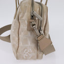 CHANEL New Travel Line Hand Bag Nylon 2way Beige Silver CC Auth 143907-4