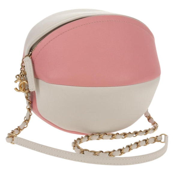 CHANEL 2019 SS Beach Ball Shoulder Bag Calf Skin Pink Gold CC Auth 143921SAM
