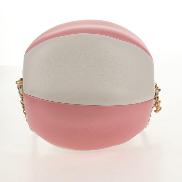 CHANEL 2019 SS Beach Ball Shoulder Bag Calf Skin Pink Gold CC Auth 143921SAM