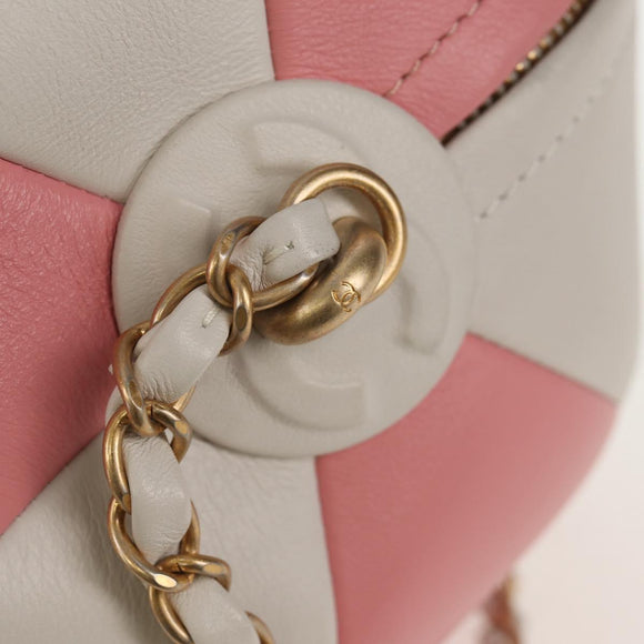 CHANEL 2019 SS Beach Ball Shoulder Bag Calf Skin Pink Gold CC Auth 143921SAM