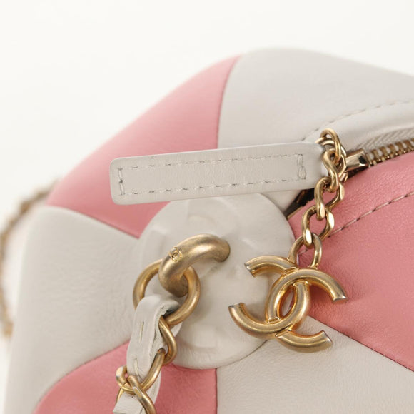 CHANEL 2019 SS Beach Ball Shoulder Bag Calf Skin Pink Gold CC Auth 143921SAM