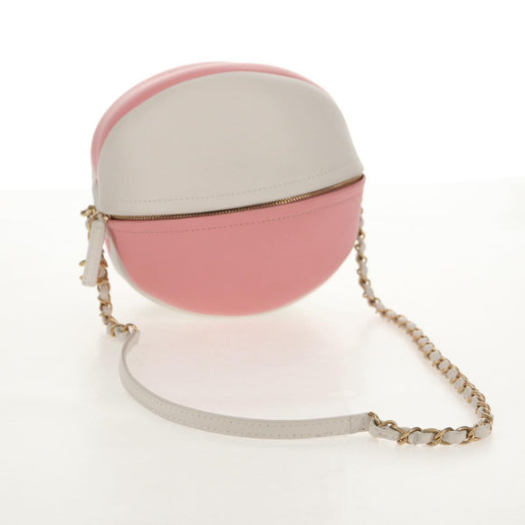 CHANEL 2019 SS Beach Ball Shoulder Bag Calf Skin Pink Gold CC Auth 143921SAM
